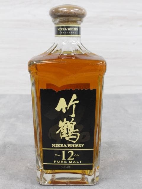 ▲未開栓 古酒 ニッカ 竹鶴12年 ピュアモルト 角型ボトル 660ml 40％