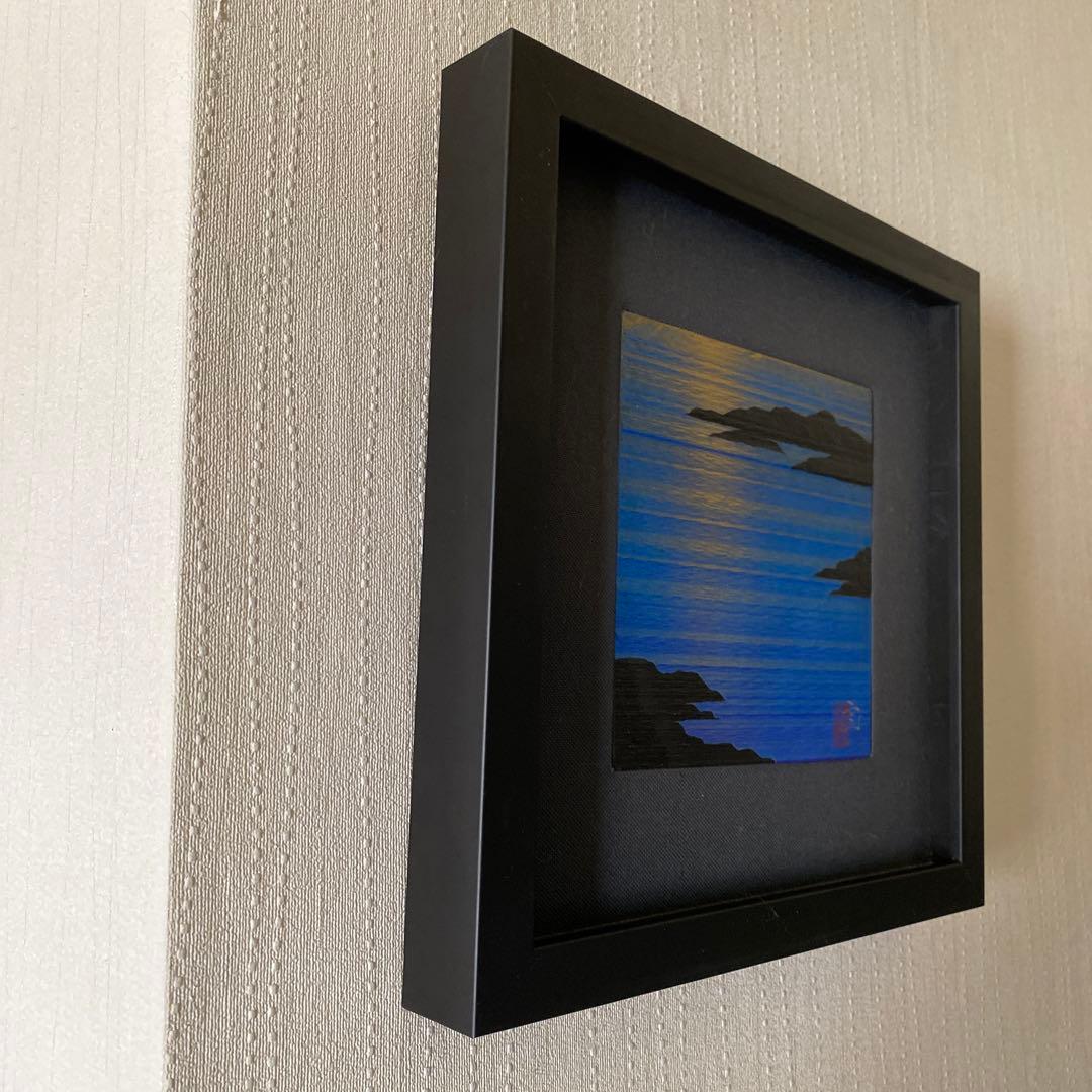 額装 雄勝石絵 15cm角 石絵作家 故齊藤玄昌實