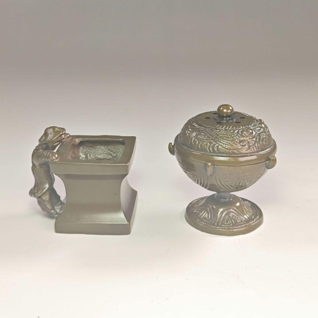 ウ304 七種蓋置『金谷浄雲作』『唐銅 七種蓋置　共箱』茶道具