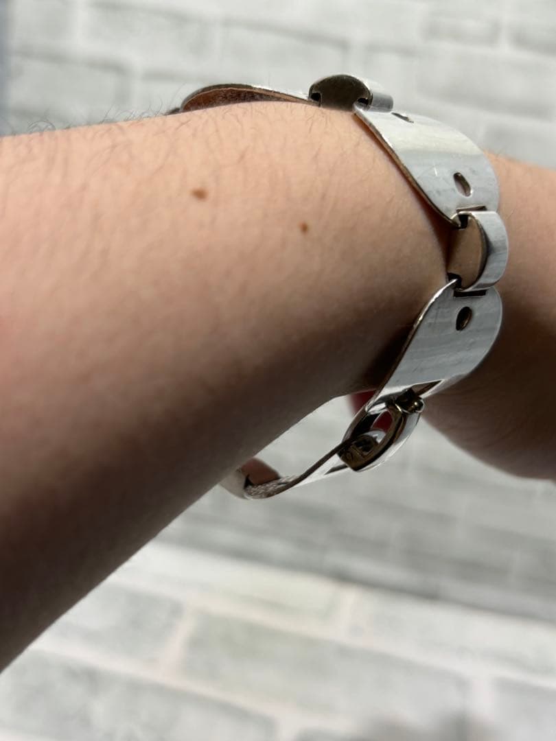 50s ヴィンテージ　イタリアンシルバー　プレート　チェーンブレスレット