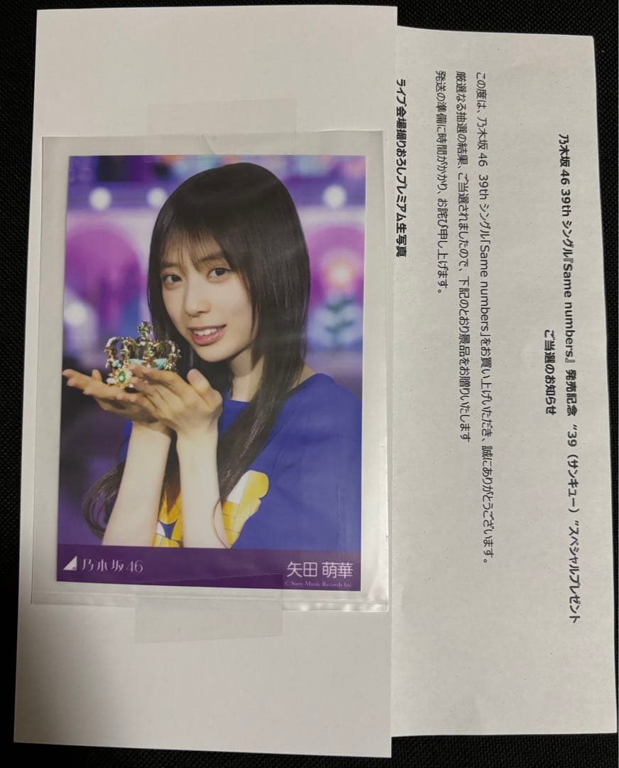 乃木坂46 矢田萌華 プレミアム生写真 サンキュー ライブ会場撮り下ろし写真