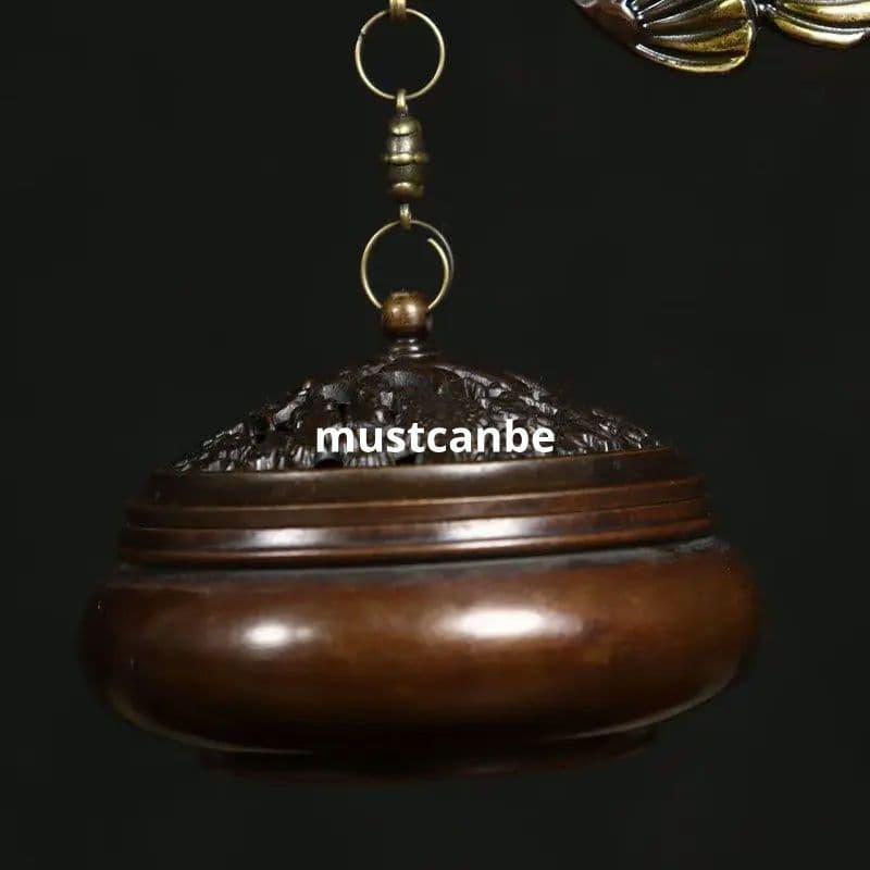 銅製 松鶴延年弔炉薫香炉 客間 茶台 書房 事務室 迎客松掛炉 工芸品装飾品置物