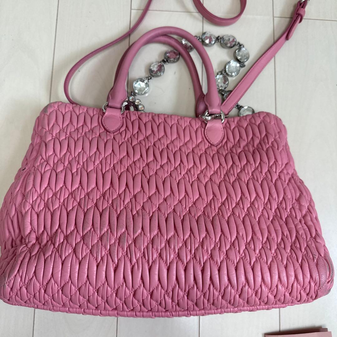 miu miu★ナッパクリスタル★バックピンク　マテラッセ