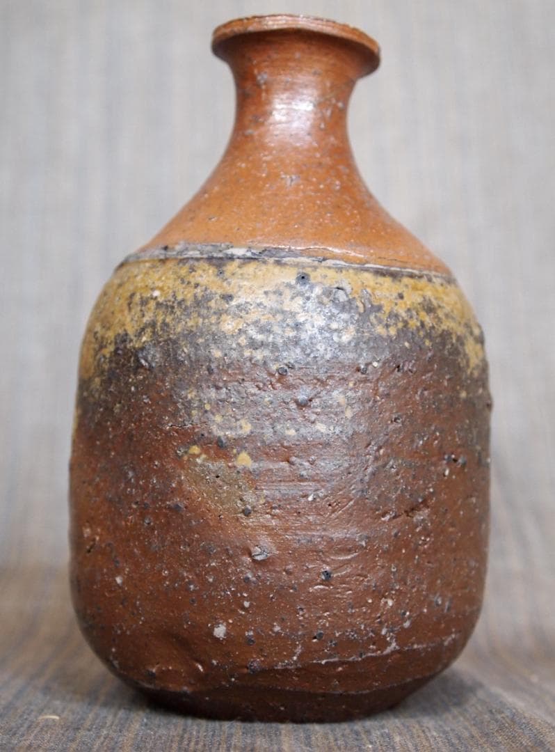 人気作家★森本良信【師：安倍安人】★備前【窯変蕪】徳利★共箱・布・栞