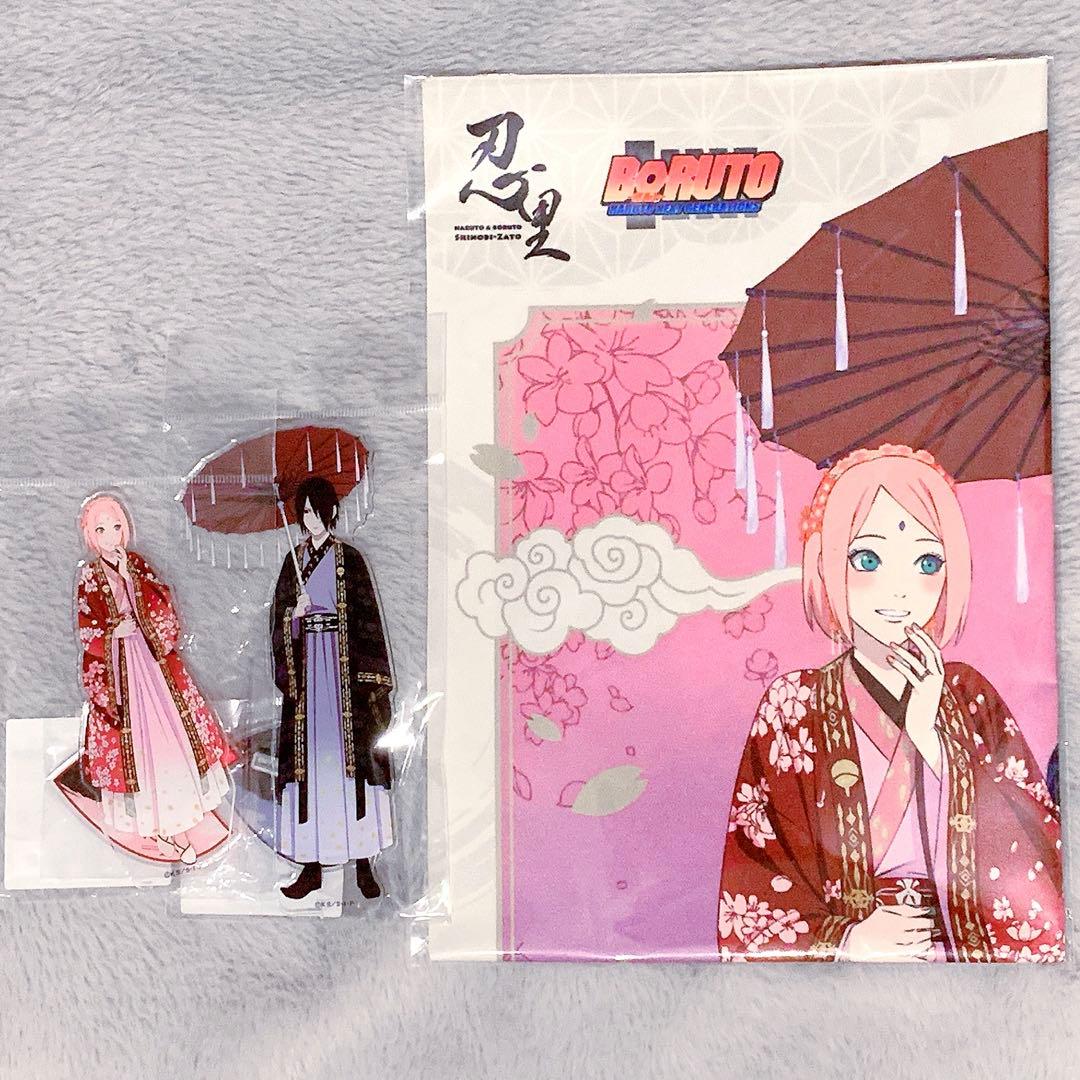 NARUTO 忍里 花明りの伝令 アクリルスタンド 布ポスター サスケ サクラ