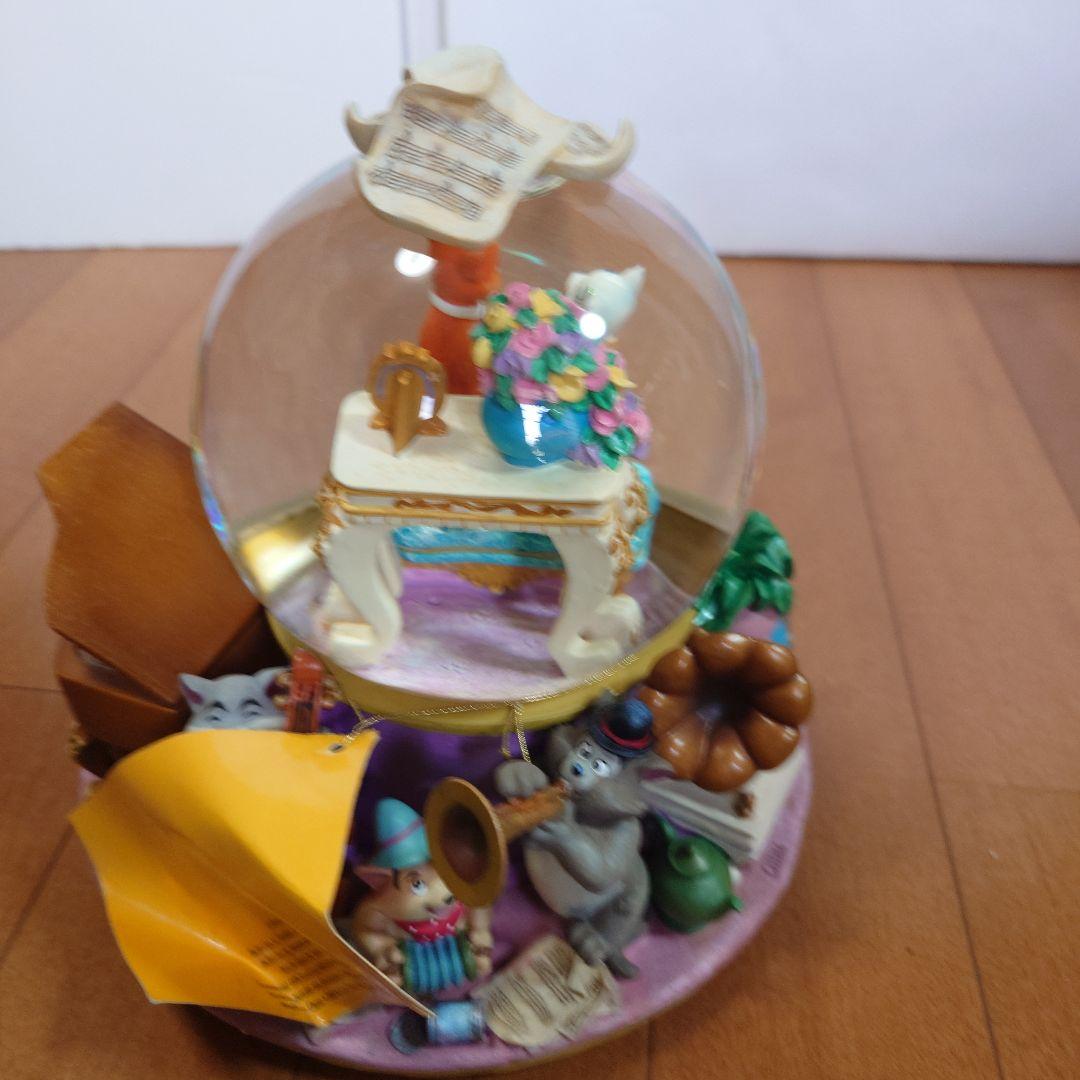 【レア美品】ディズニー おしゃれキャット スノードーム型オルゴールスノーグローブ