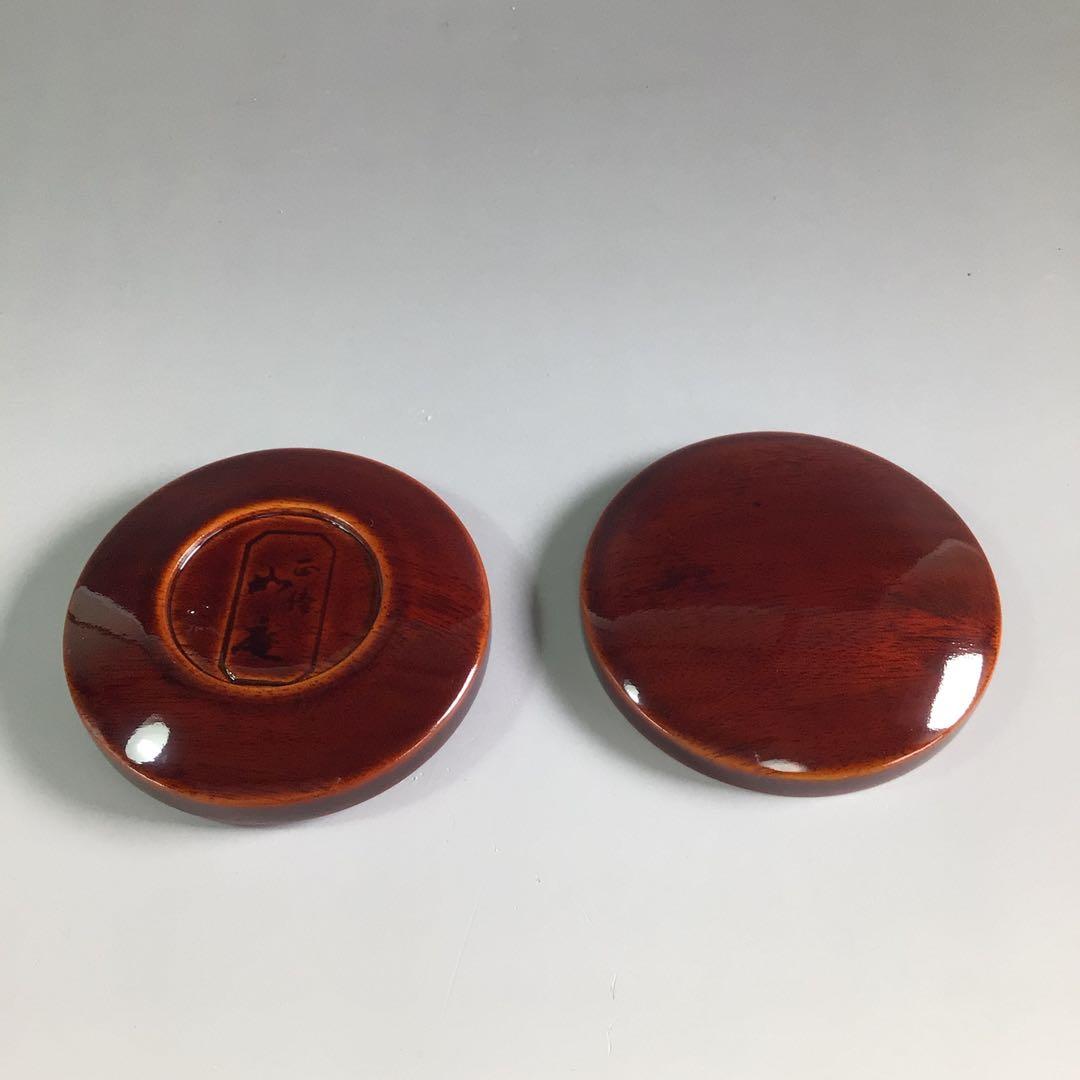 Ｒ１３０　香合　『指物師　稲尾誠中斎作』『溜塗』『余木』『丸香合』　共箱　茶道具