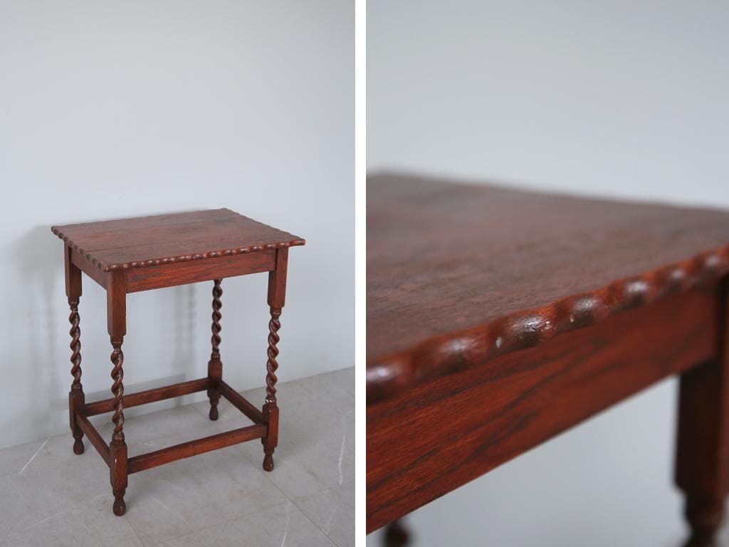 英国アンティーク木製サイドテーブル/オケージョナル机/飾り棚/花台(70-158