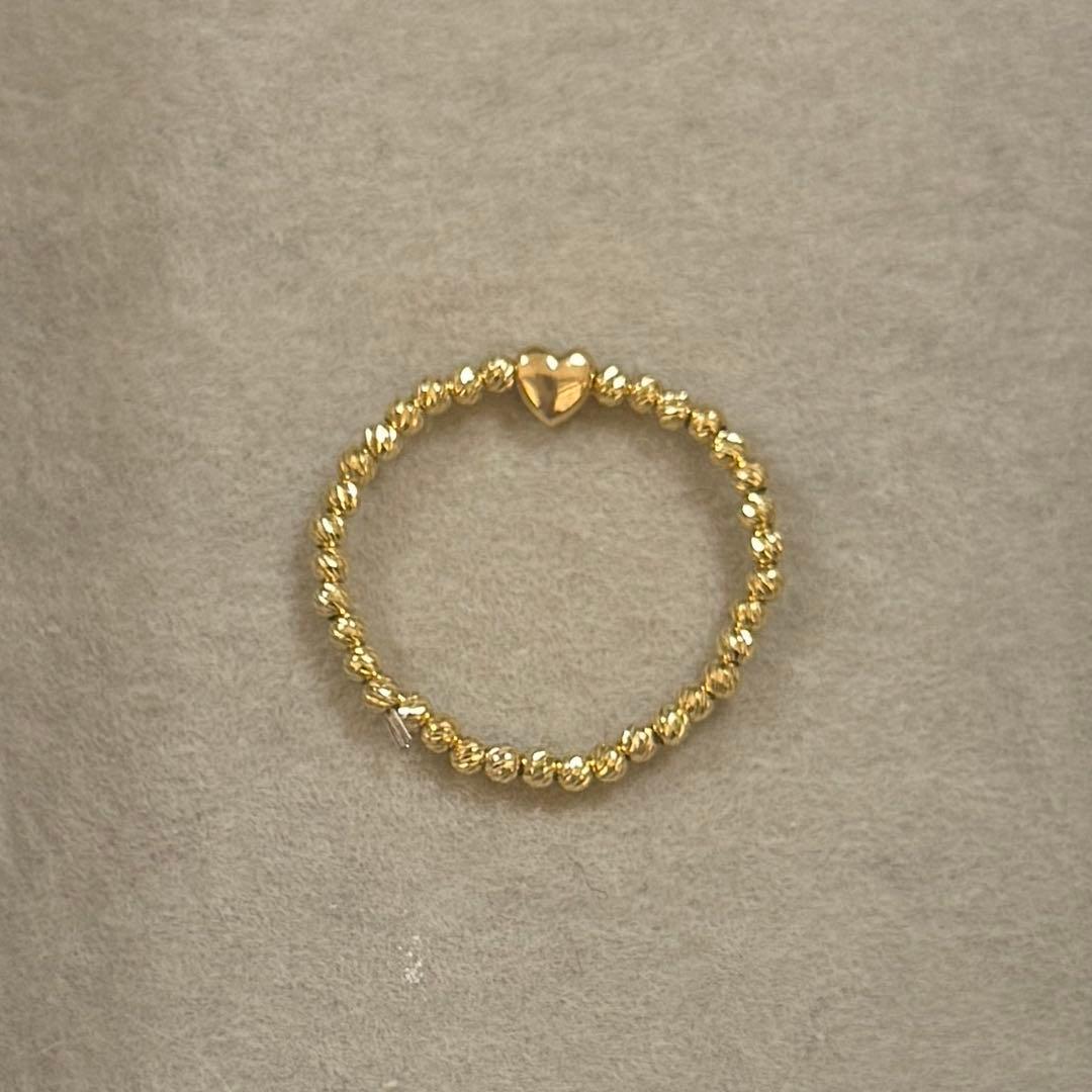 K18弾力リング　指輪　シンプル　キラキラ　ミラーボール　13号