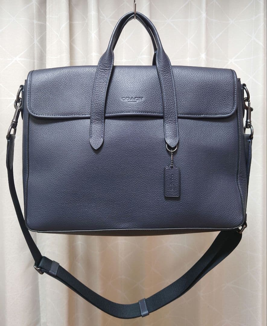 COACH　レザービジネスバッグ　紺