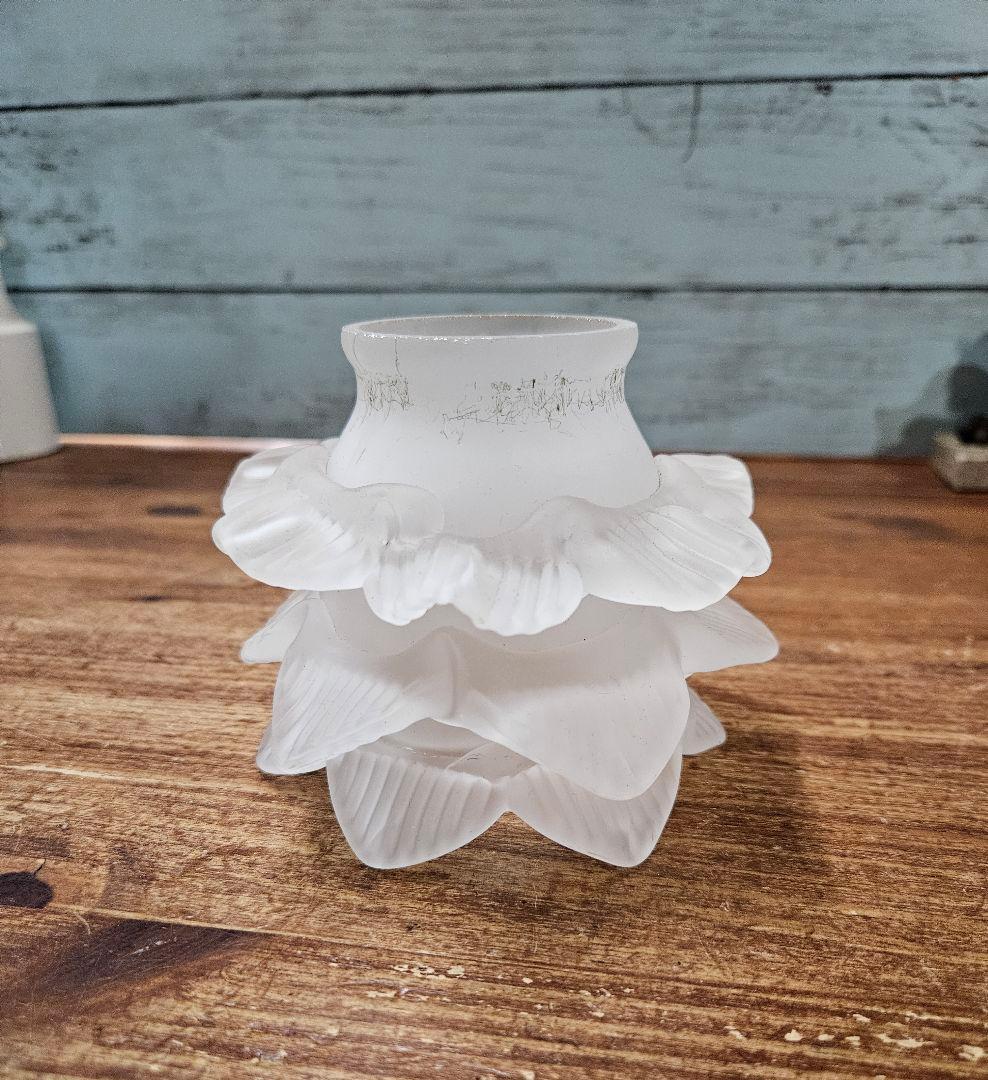 フランスアンティーク バラのガラスシェード 3段 ペンダントライト用 照明 電笠