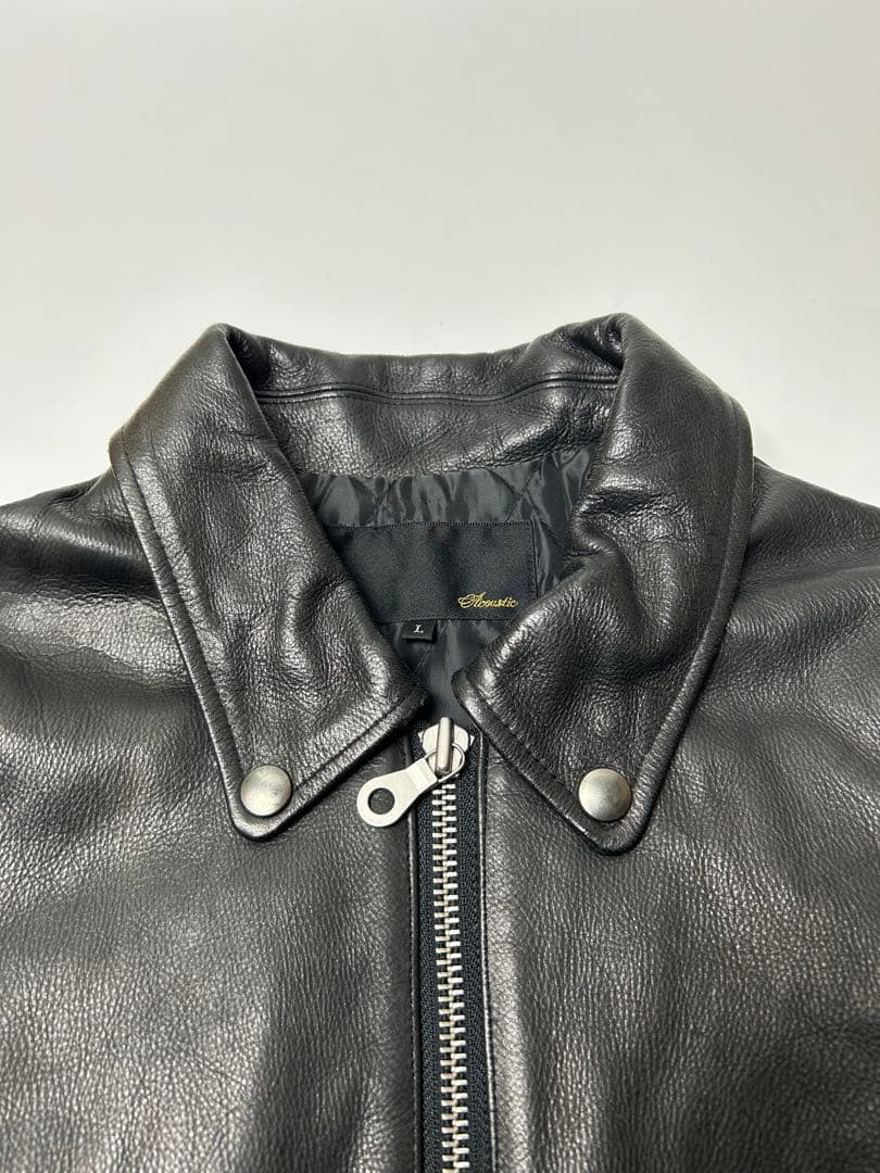 Acoustic ブラック　レザー　シングルライダースジャケット　Lサイズ