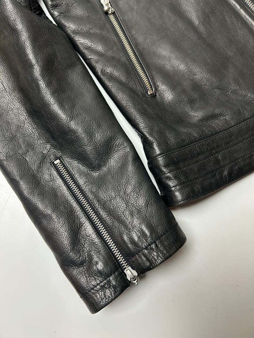 Acoustic ブラック　レザー　シングルライダースジャケット　Lサイズ