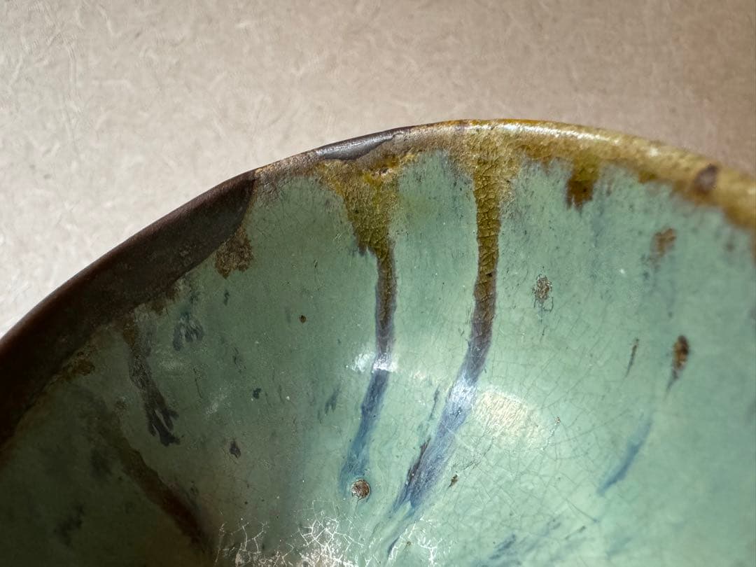 古唐津　緑釉杯　ぐいのみ　桃山〜江戸初期