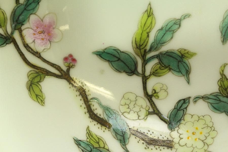 中国美術 色絵 桃蝙蝠 碗(A798)