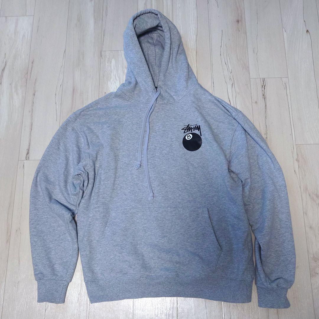 Stussy 8ball グレー フード付きパーカー 8ボール