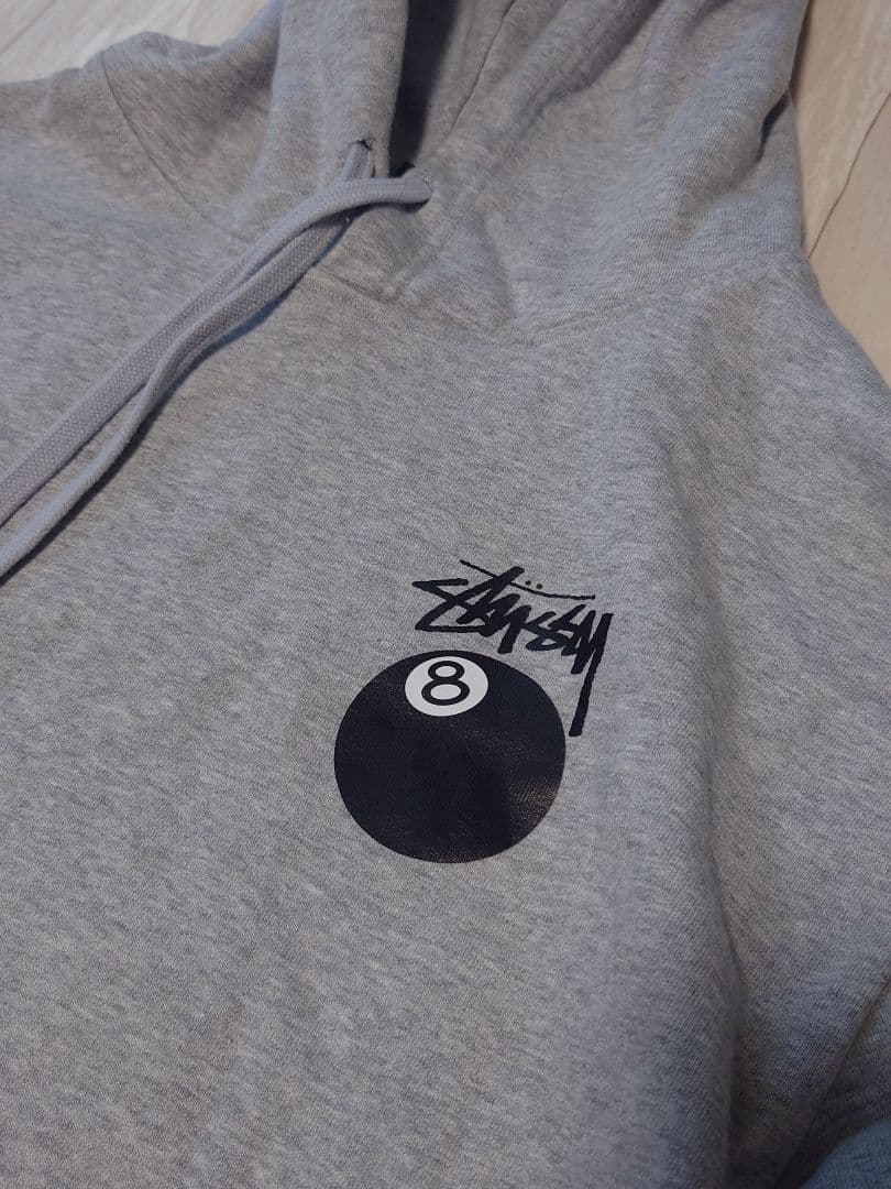 Stussy 8ball グレー フード付きパーカー 8ボール