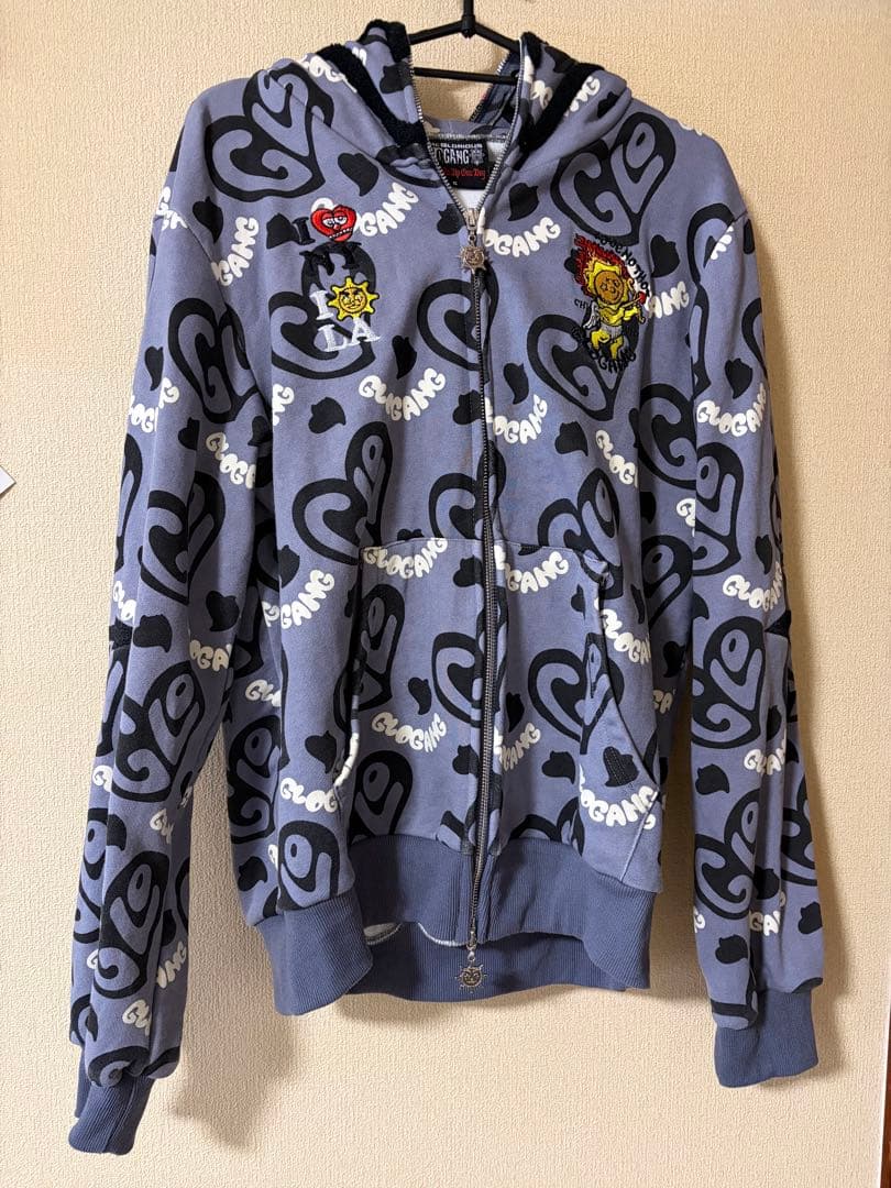 Glo Gang グローギャング　フルジップパーカー グレー　S