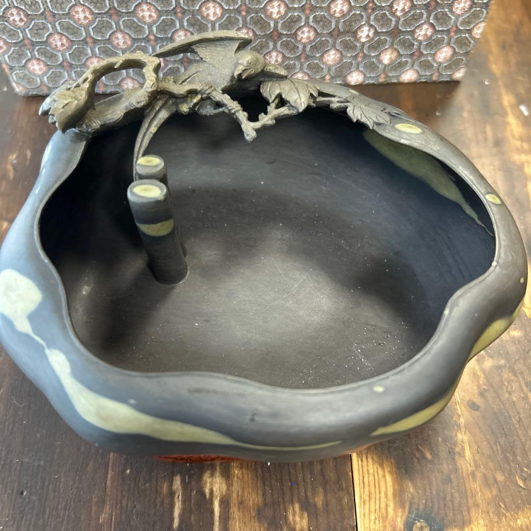 書道 硯 梅花坑水盂枝に鳥型　美術品　芸術家　骨董品　工芸品　最高級　逸品　中国