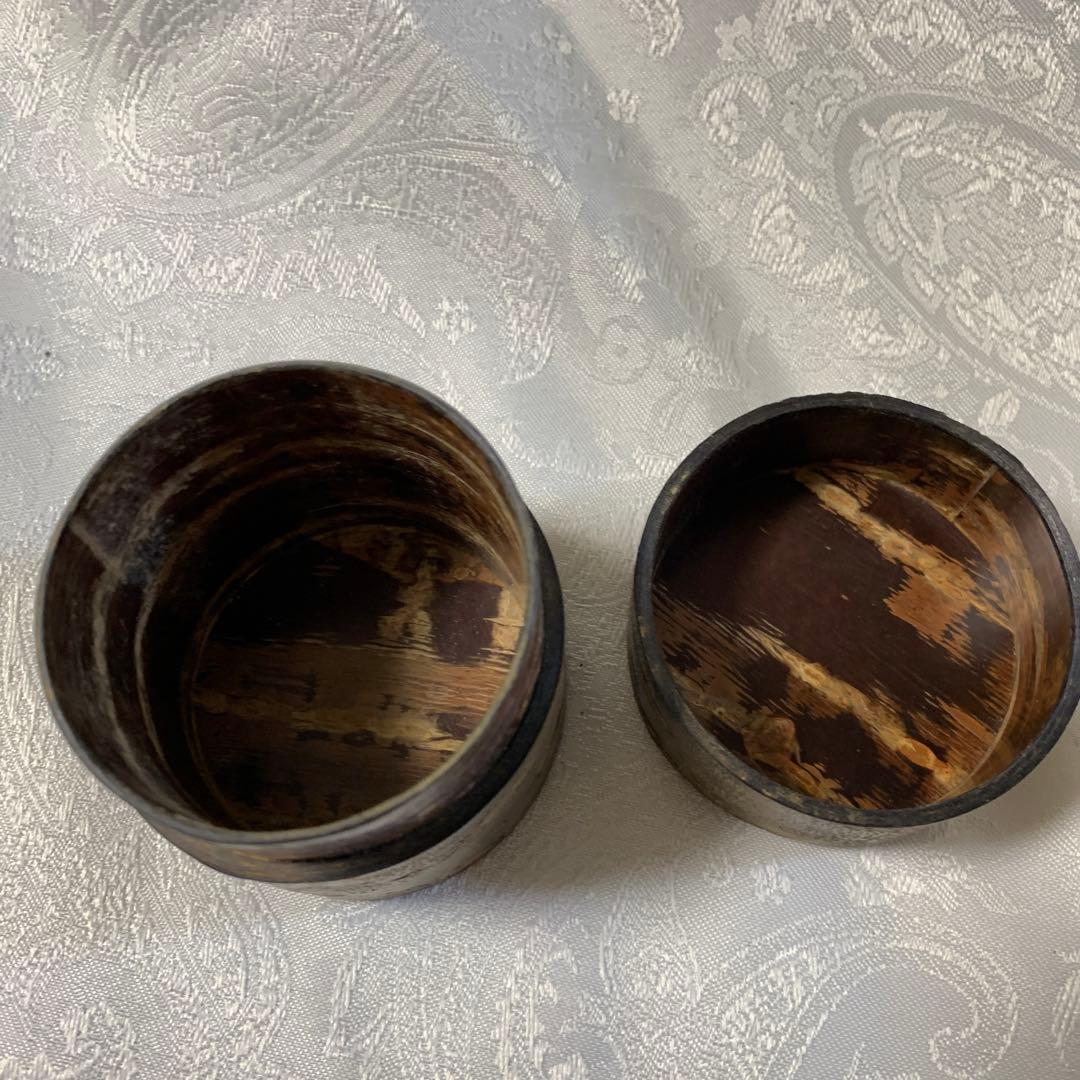 茶道具　桜皮細工茶入　桜材　銘　福寿