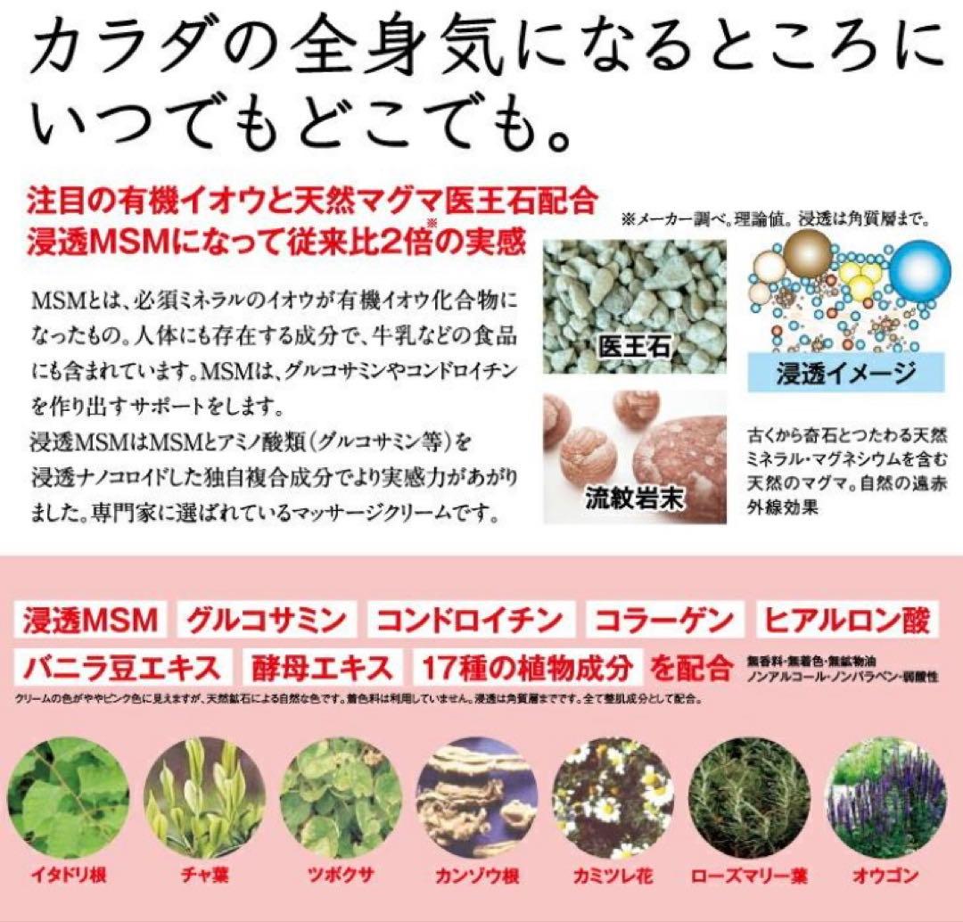 最安値！MSM マッサージ クリーム 4本 温感マグマ烈 らくちんクリーム