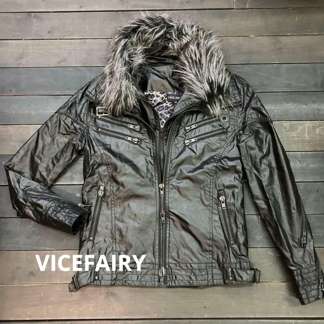 z*様 VICEFAIRY ファーフェイクレイヤーライダースジャケット 44 在
