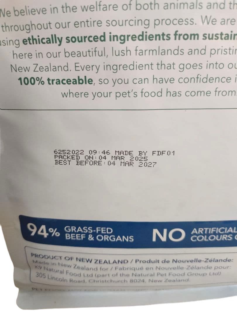 K9 Natural ビーフ フィースト 3、6Kg