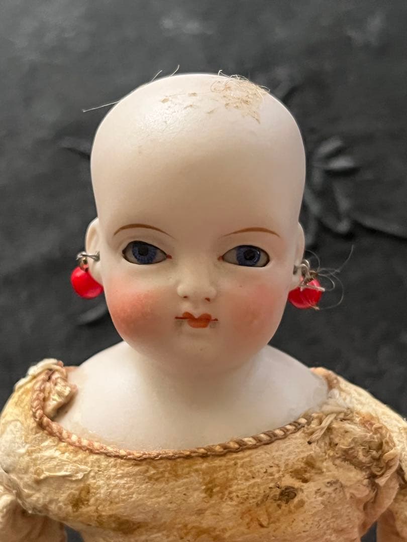 アンティークフランスドールビスクドールロココリボントリムドレス帽子セット