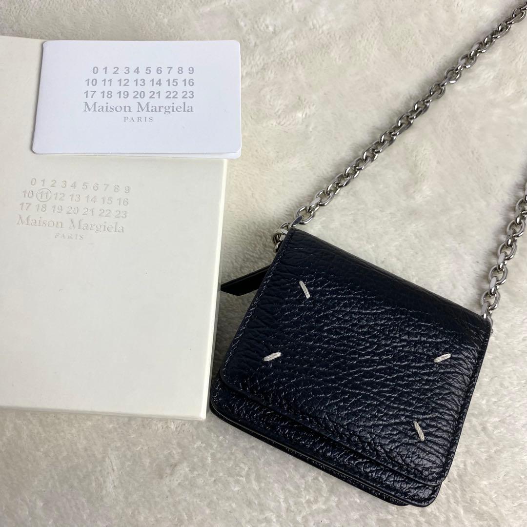 【極美品☆最高級】メゾンマルジェラ チェーンウォレット ブラック 4ステッチ