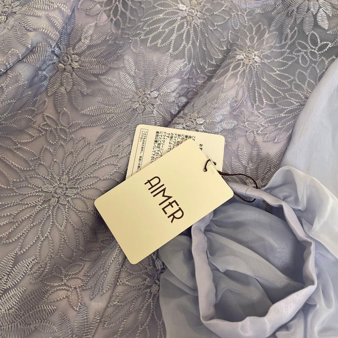 【新品未使用】AIMER オーガンジー花柄刺繍ボリュームスリーブドレス