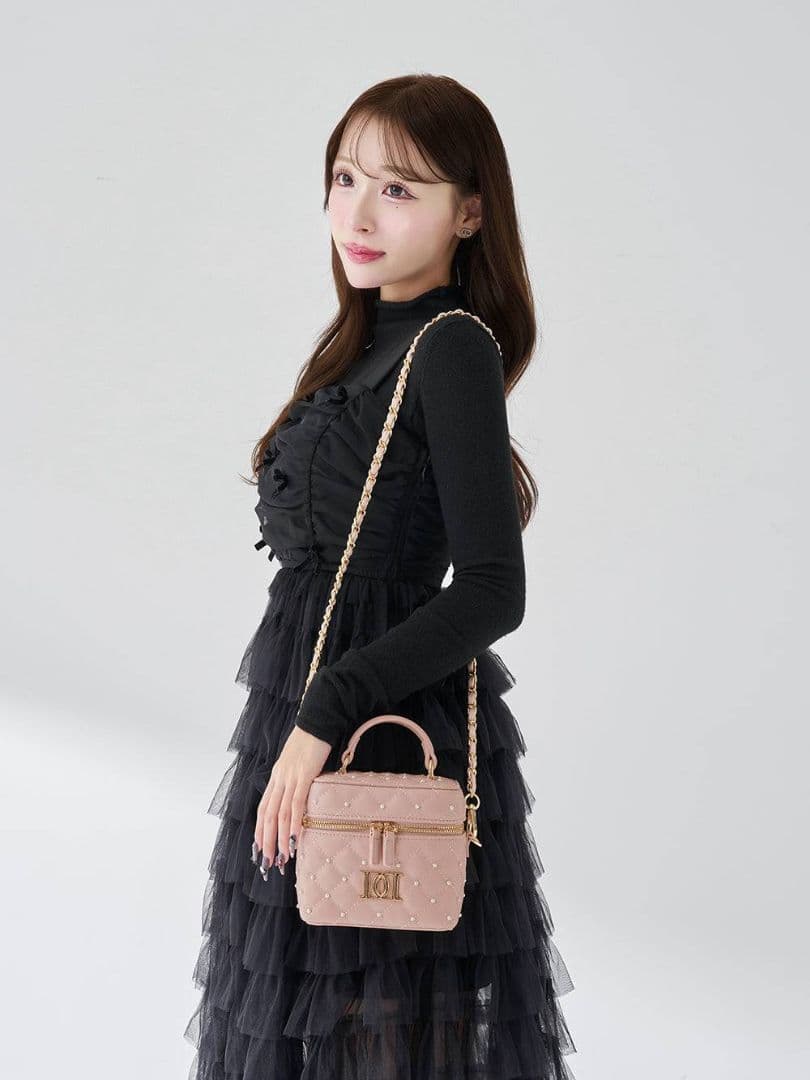 ダーリッチ キルティングパールスクエアミニバッグ ピンク ミニバッグ