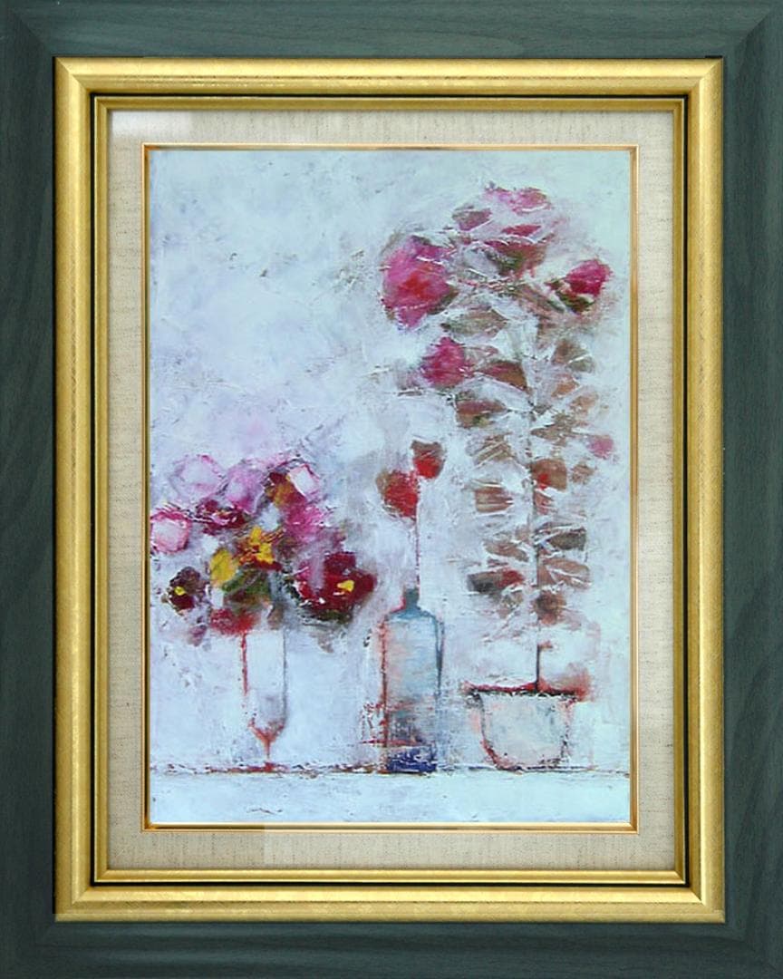 油絵 菅家令子 絵 絵画 インテリア uF6-071102 花