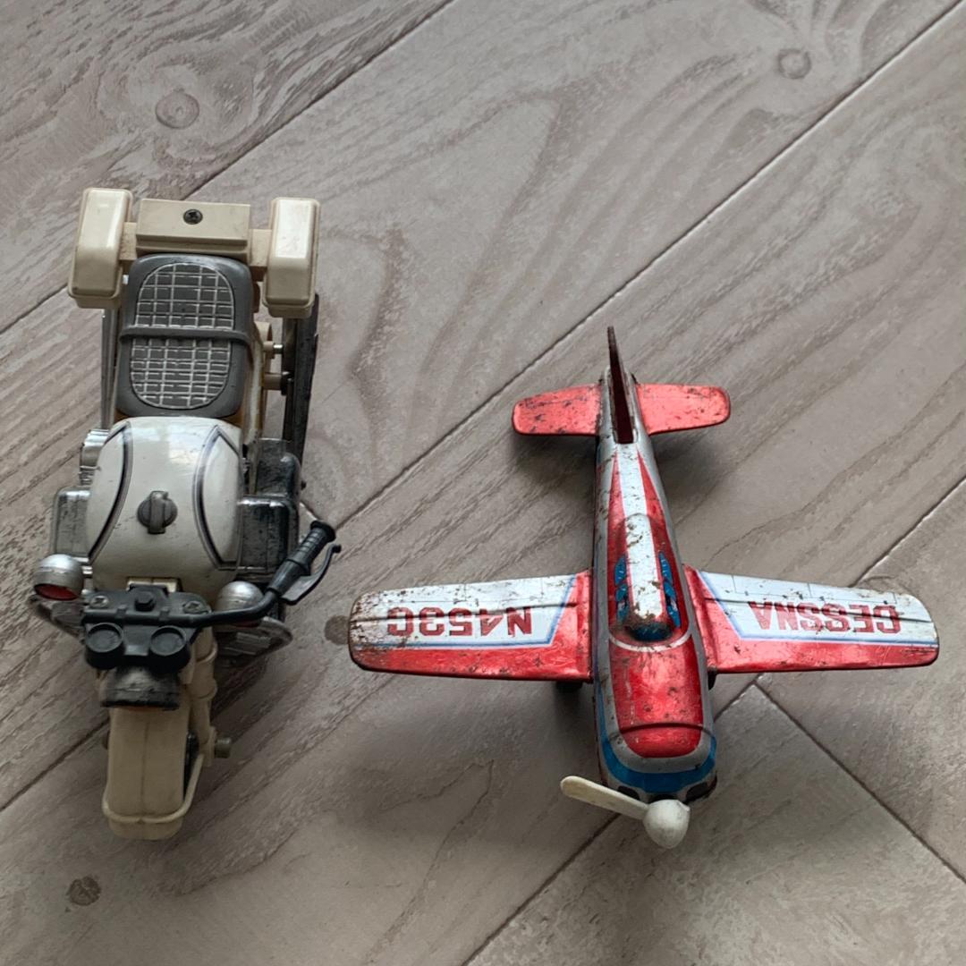 レア！昭和レトロ★HONDA 白バイ&セスナN453C ブリキのおもちゃセット