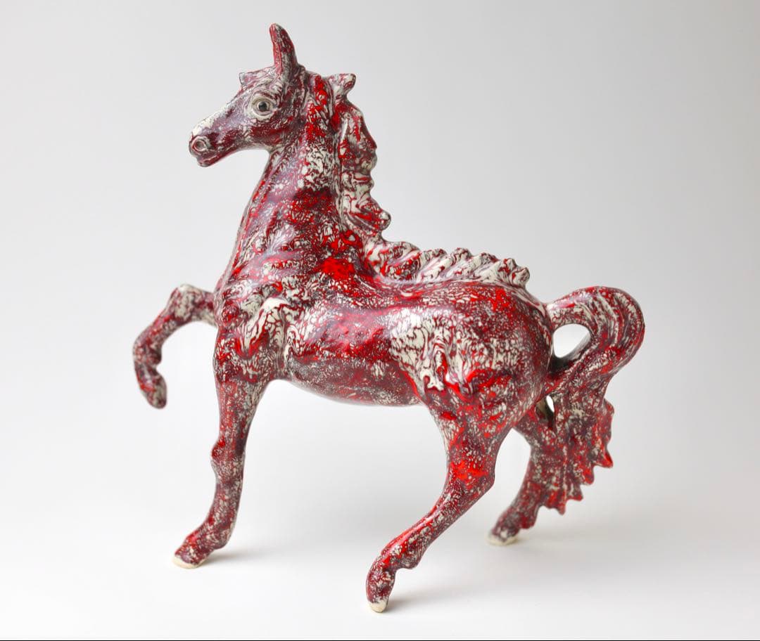 箕面焼　松田箕山　馬　置き物