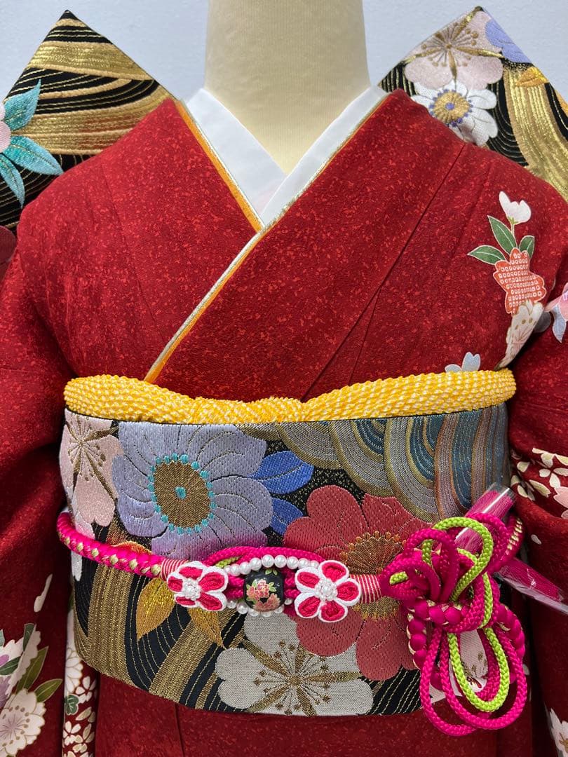 振り袖　フルセット　全通袋帯　別誂長襦袢　成人式　金彩加工　刺繍入り　739