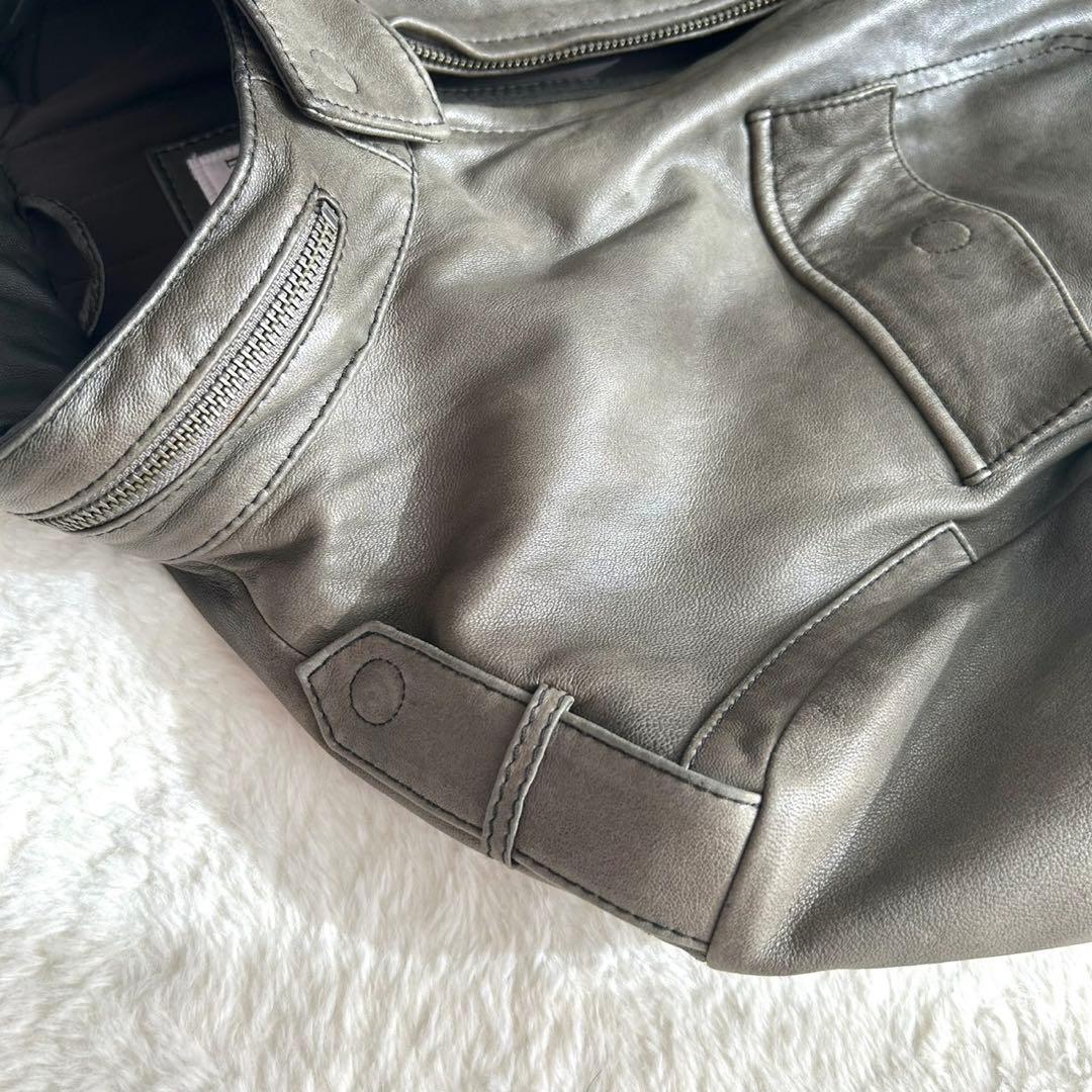 ARMANI COLLEZIONI 羊革 フーデッド レザージャケット 48