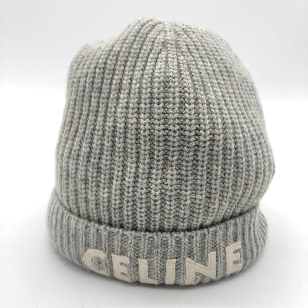 【極美品】 セリーヌ　CELINE グレー ニット帽　ビーニー CELINE