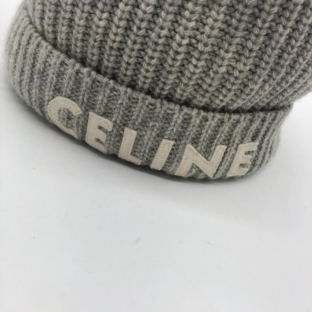 【極美品】 セリーヌ　CELINE グレー ニット帽　ビーニー CELINE
