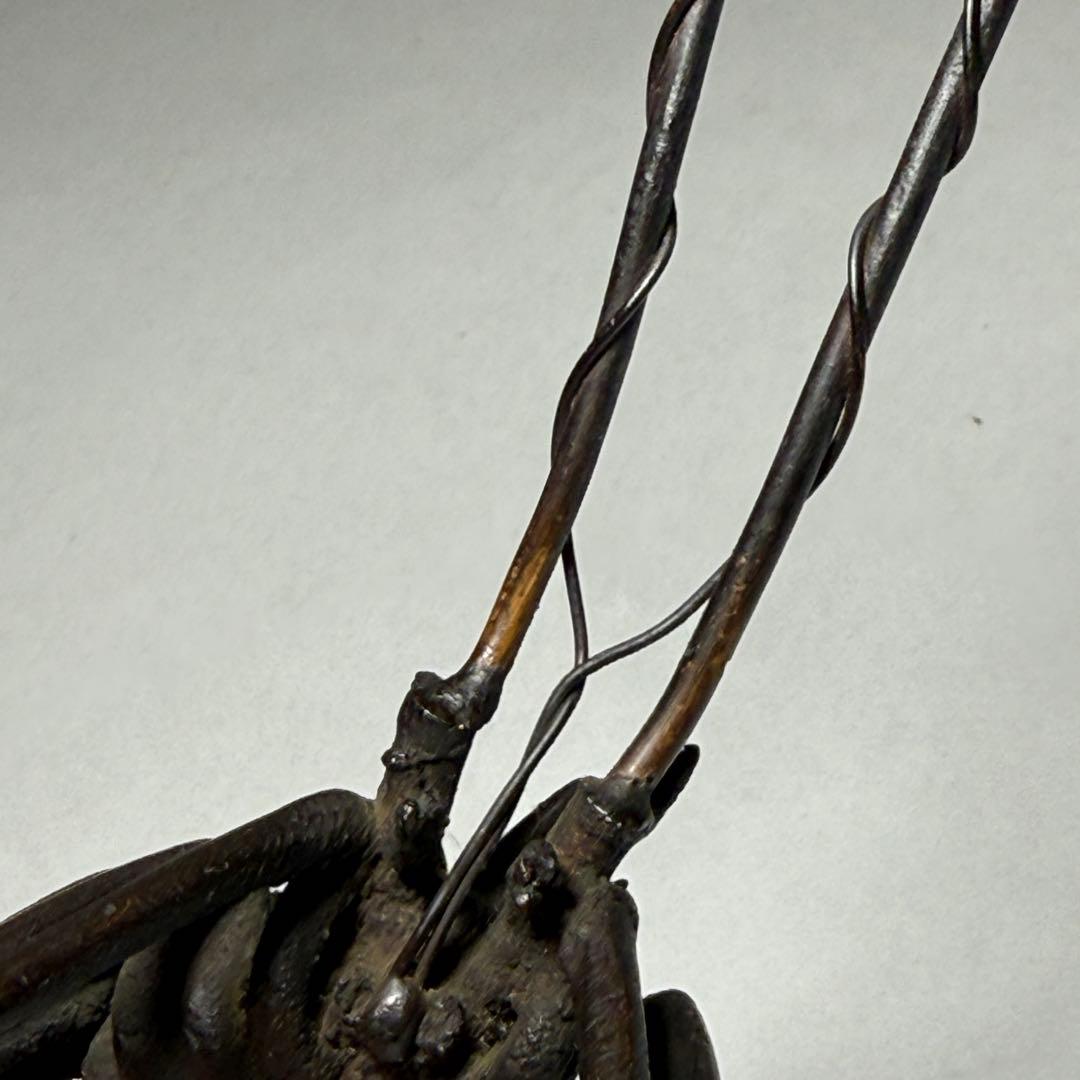 ◆古銅海老置物 山銅（やまがね） 桐箱付き 江戸時代◆