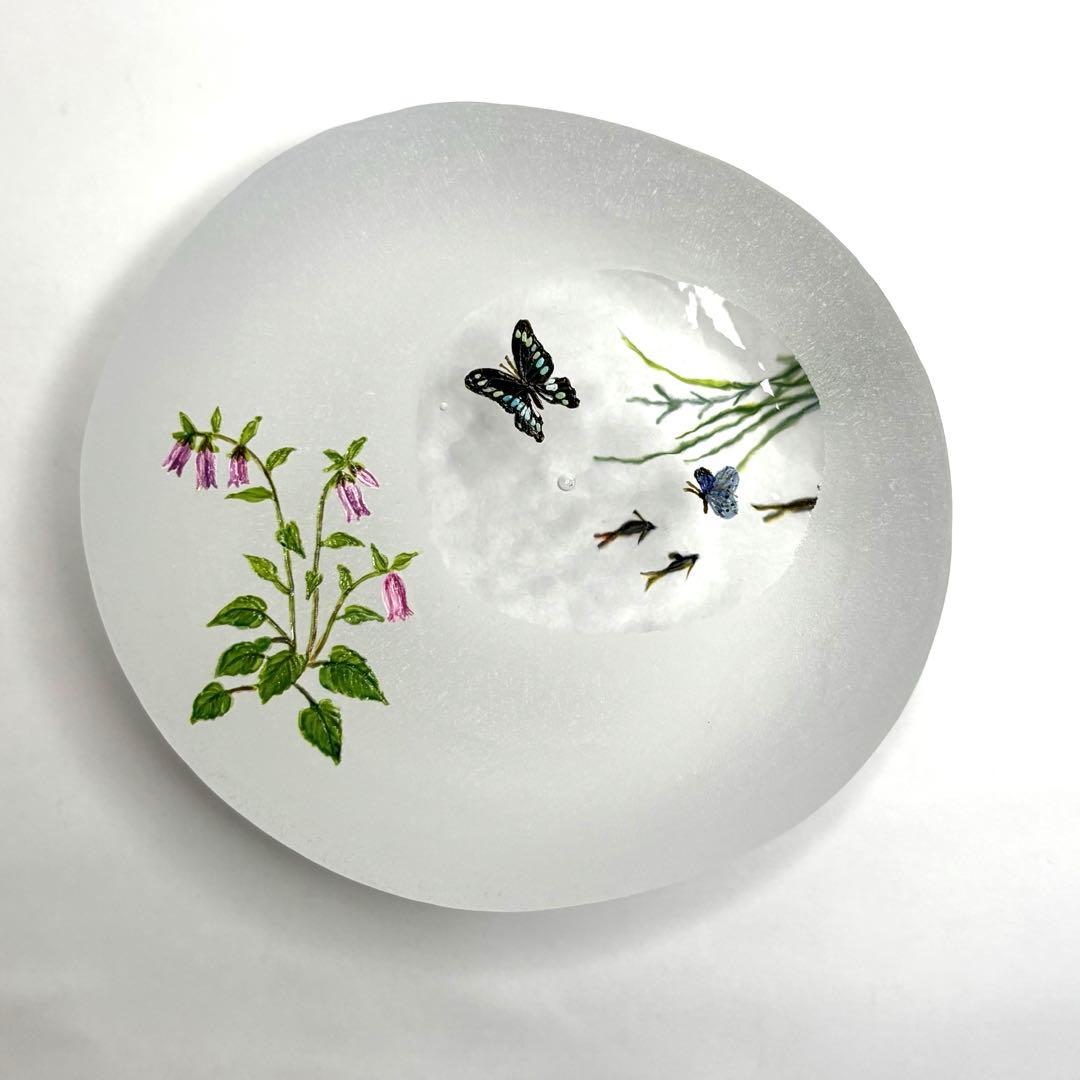 久保裕子さん作　ガラス　お花　蝶々　鮎　水草　ペーパーウェイト　文鎮　オブジェ