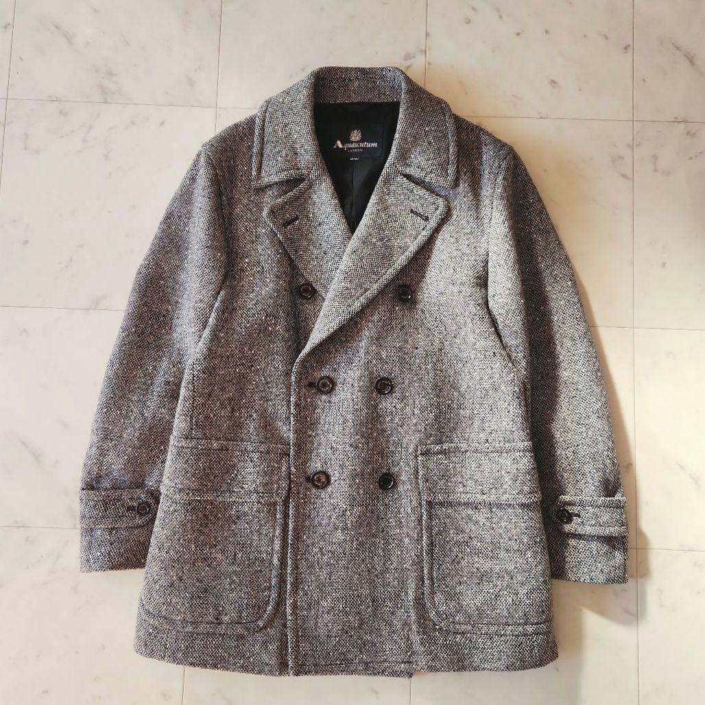 美品 定価約16万 アクアスキュータム カシミヤ混 コート ラビットファー