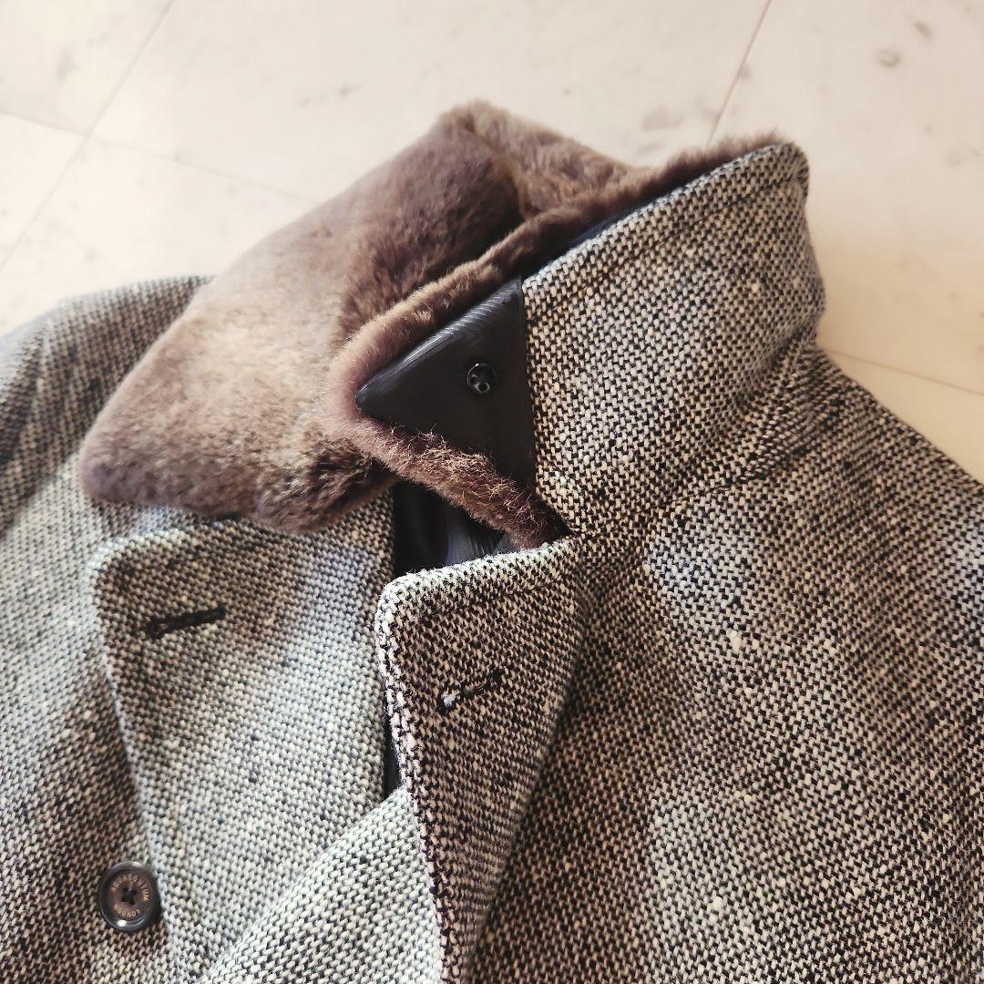 美品 定価約16万 アクアスキュータム カシミヤ混 コート ラビットファー