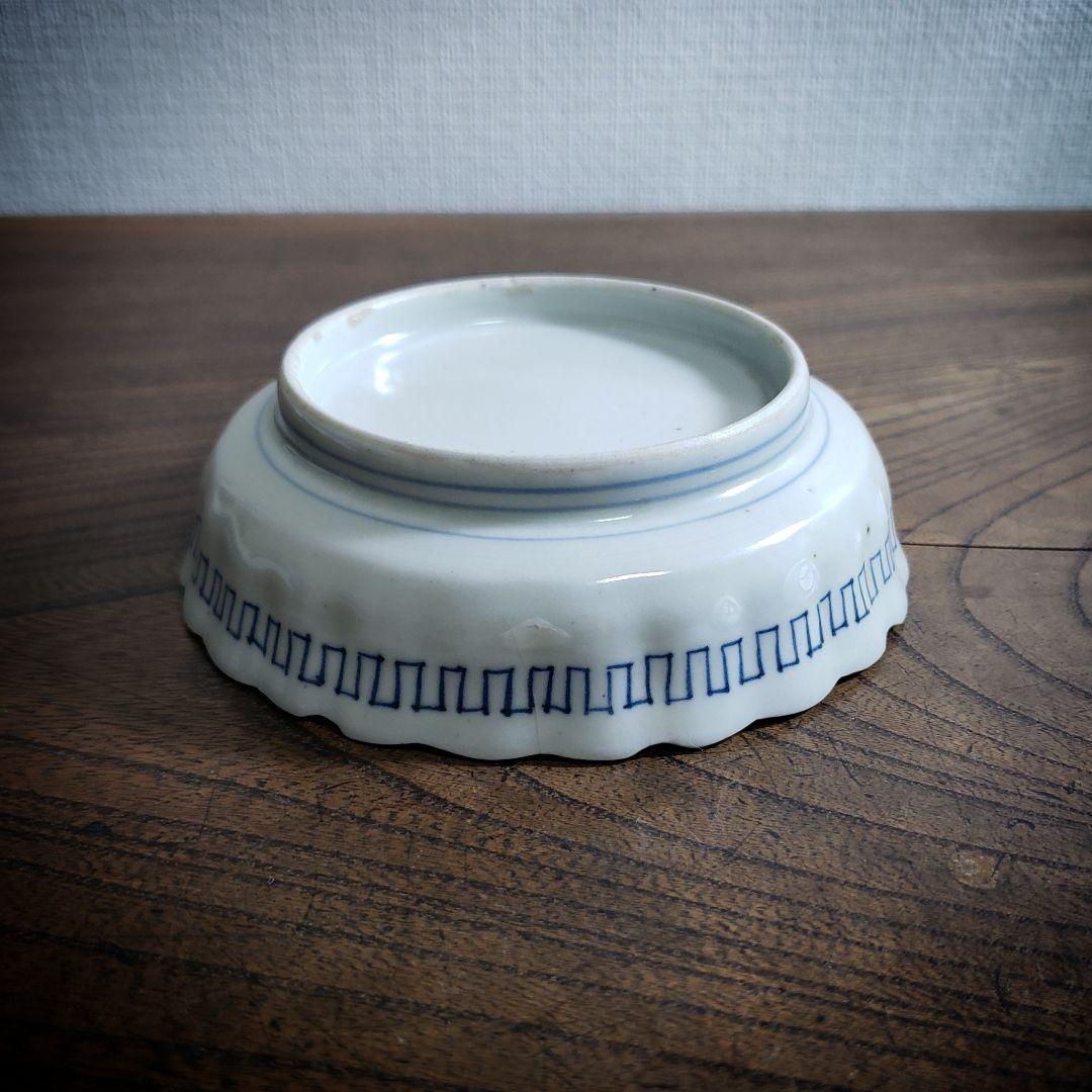 小皿　染付　花弁縁　丸窓　松竹梅　縁文　雷文　訳あり　明治　大正　古伊万里　イ号