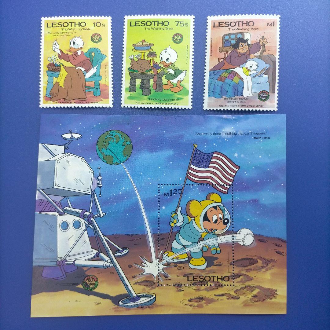 4468 外国切手 レソト ディズニーキャラクター 1985年 3枚+小型シート