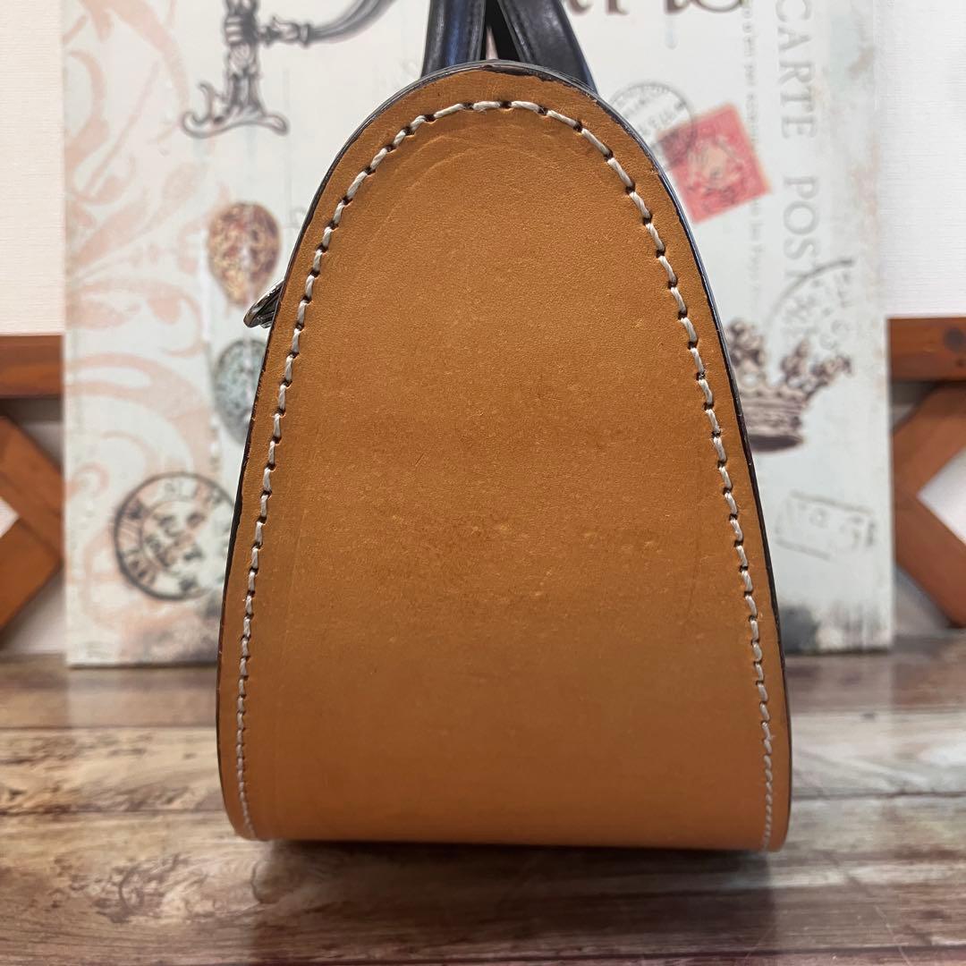 希少廃盤 マサキマツシマ ハンドバッグ カーフレザー 黒 舟形 日本製 ヌメ革