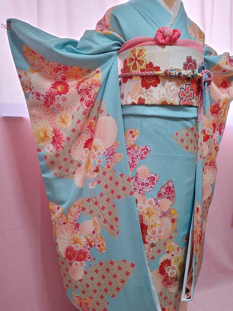 豪華振袖 　袋帯　帯揚げ　帯締め　水色　ANTEPRIMA