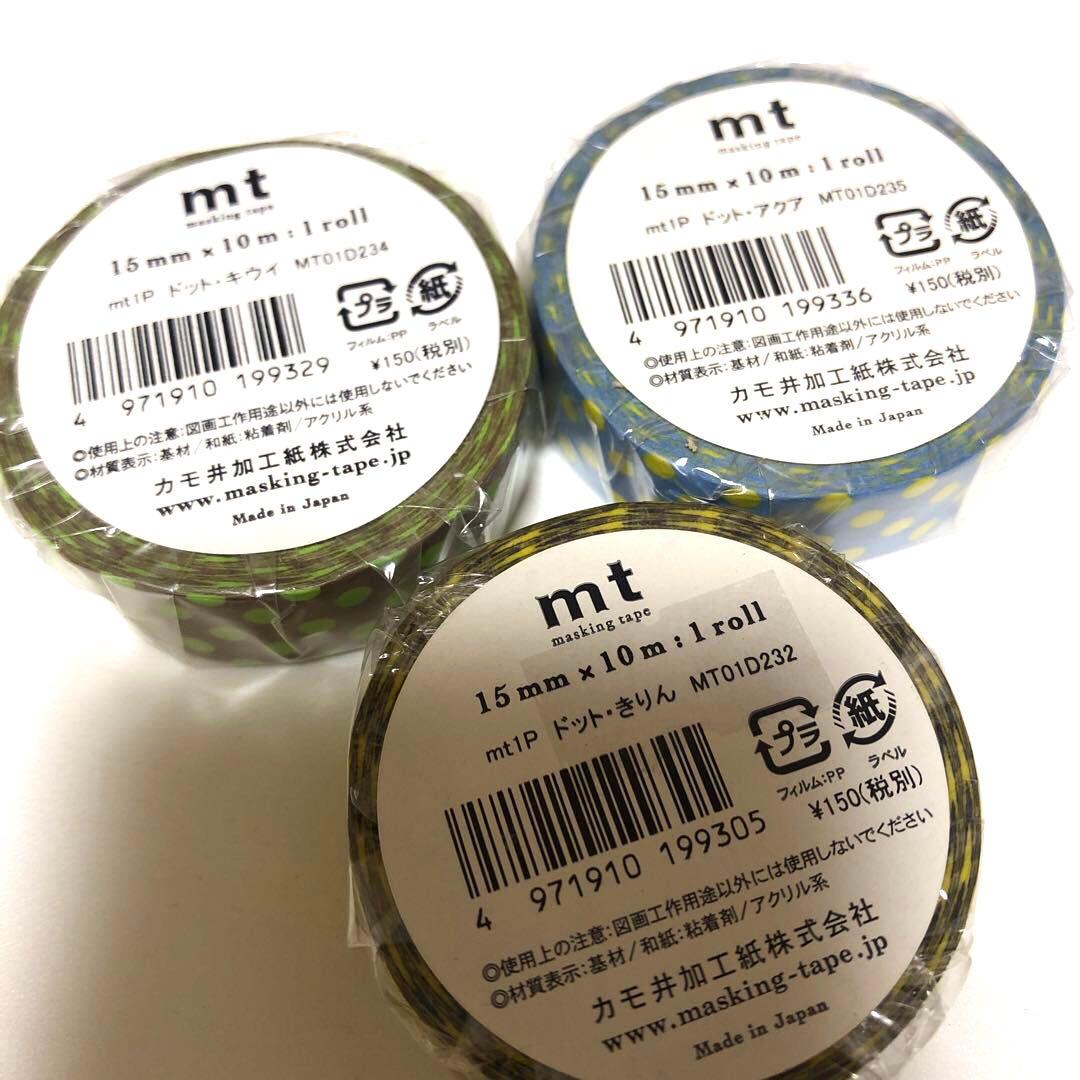 【原版品　希少レア】mt マスキングテープ　ドット　きりん　キウイ　アクア