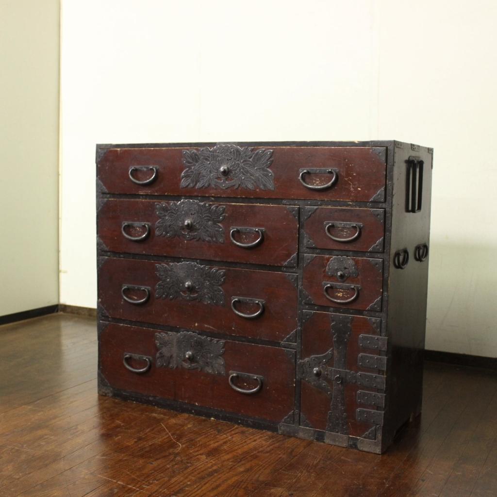 明治時代！最上地方の衣装箪笥 丸金具 時代箪笥/古民家/チェスト/収納/無垢材