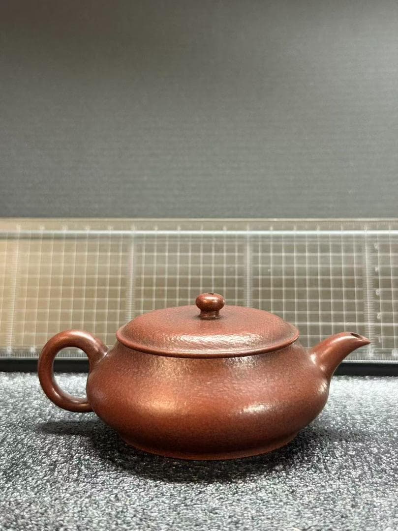 【孟臣 底款 刻漢詩 山中一勺人】紫砂壷 朱泥 段泥 煎茶道具 急須 単孔口