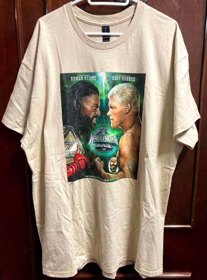 レッスルマニア40 ローマンレインズvsコーディ ピクチャー Tシャツ XL